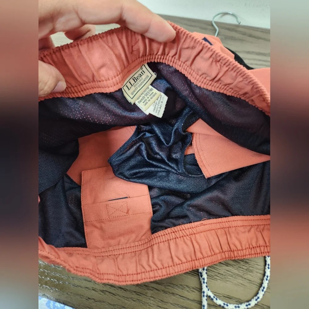 LL Bean Swim Trucks Mens Medium Burnt Orange Lined Vacation Summer Pool - Picture 7 of 13